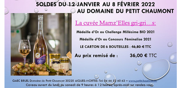 Domaine du Petit Chaumont annonce des soldes sur le rosé Mamz'Elles gri-gri...s