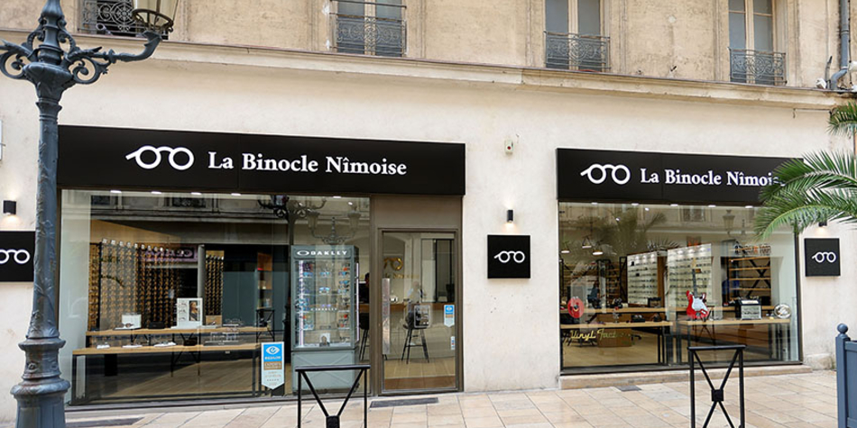 Opticien la binocle nimoise en centre-ville • commerce indépendant • grand choix de lunettes, lentilles