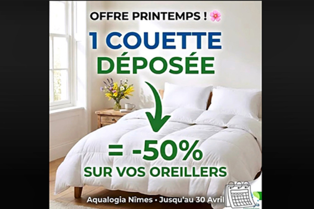 Aqualogia Nîmes Pressing à Nîmes • offre Printemps pour le nettoyage de votre couette jusqu'au 30 avril.